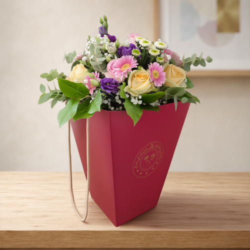 Premium Flora Bag – Large Bordeaux Red [40 sets]